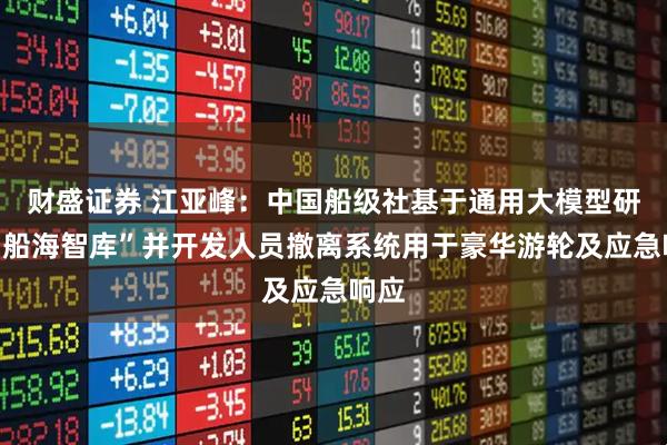 财盛证券 江亚峰：中国船级社基于通用大模型研发“船海智库”并开发人员撤离系统用于豪华游轮及应急响应