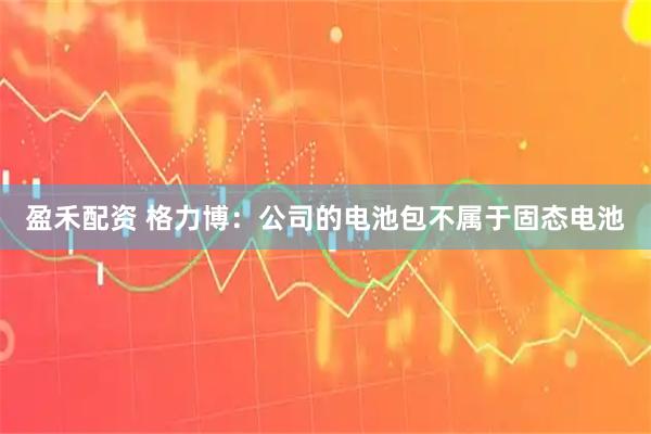盈禾配资 格力博：公司的电池包不属于固态电池