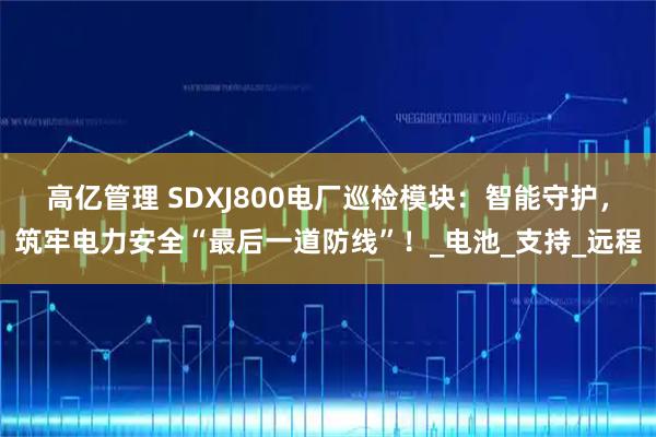 高亿管理 SDXJ800电厂巡检模块：智能守护，筑牢电力安全“最后一道防线”！_电池_支持_远程